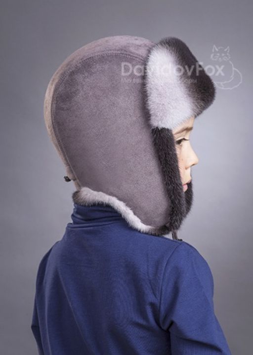 Шапка Ушанка детская норка капучино