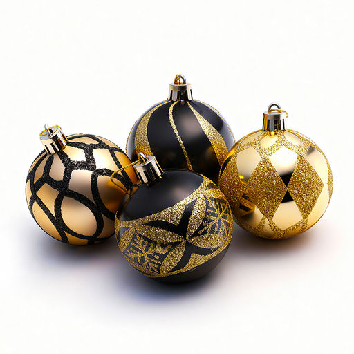 Набор новогодних украшений (золото с чёрным, 6см)