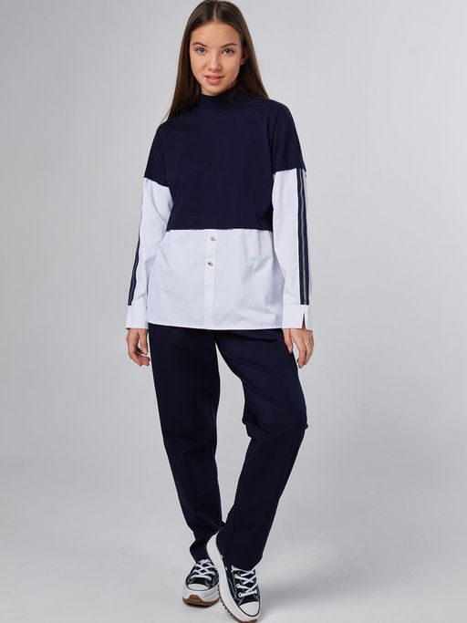 Джемпер обманка темно-синий 232242521 - Nota bene фото 15