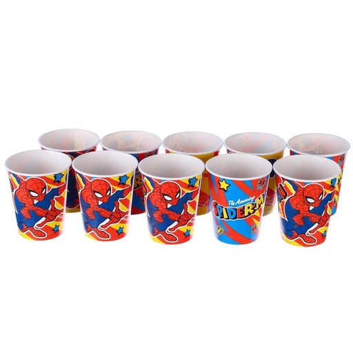 Цена за 10 шт. Стакан бумажный "С Днем Рождения!", 250 мл, Человек-паук