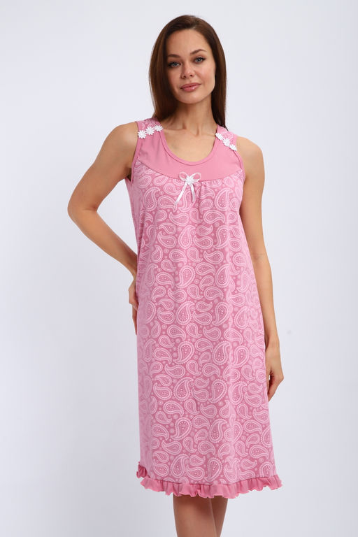 Ночная сорочка из кулирки Василиса лиловая огурцы - Амадэль фото 2