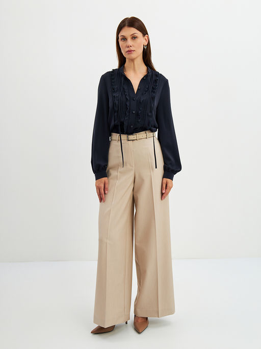 Блузка с рюшами OD-976-2 т.синий