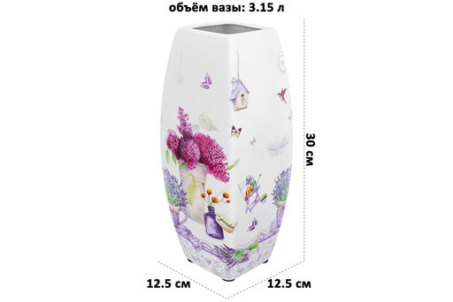 Ваза 3,15 л 12,5*12,5*30 см Лаванда квадрат, NEW BONE CHINA - Elan gallery фото 2