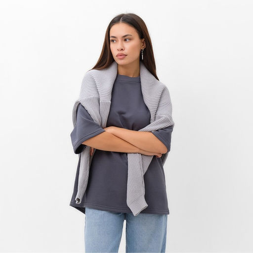 Футболка с нашивкой женская MIST Base, графит, размер 44