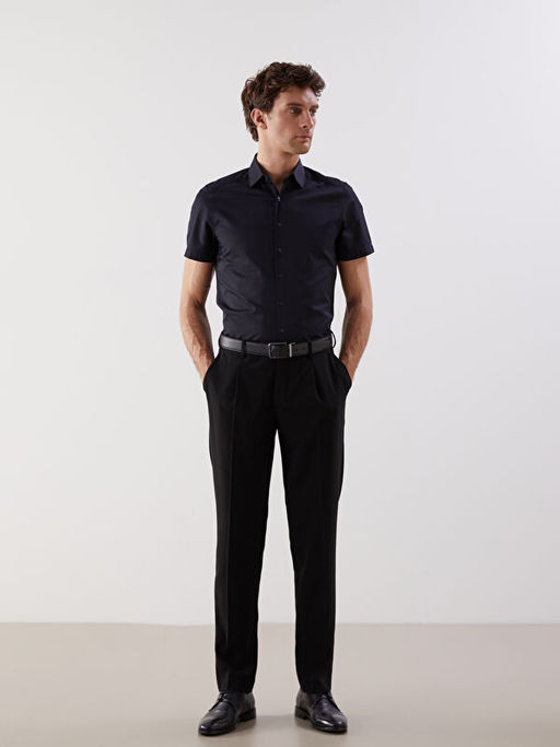 Slim Fit K?sa Kollu Gabardin Erkek G?mlek