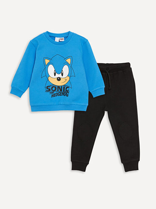 Bisiklet Yaka Sonic Bask?l? Erkek Bebek Sweatshirt ve E?ofman Alt 2li - Waikiki фото 3