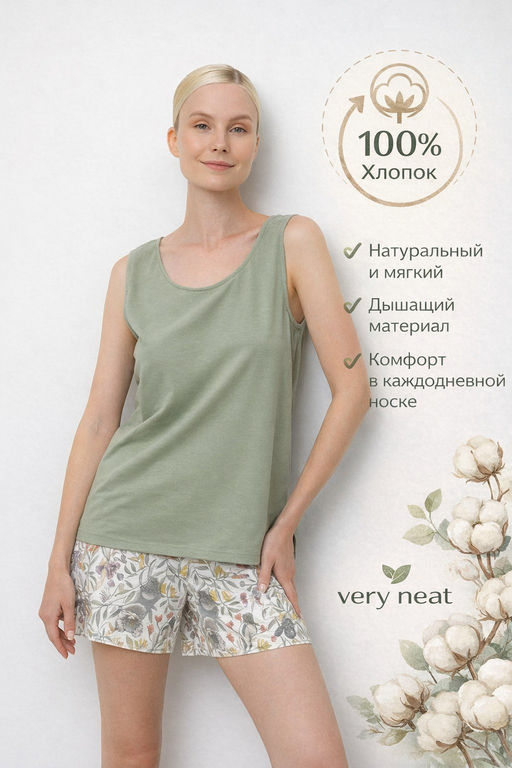 VERY NEAT _ Е 20117/оливковый хаки,эвкалипт пижама жен  фото 7