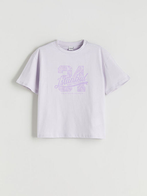 Bisiklet Yaka ?stanbul Bask?l? K?z ?ocuk Ti??rt