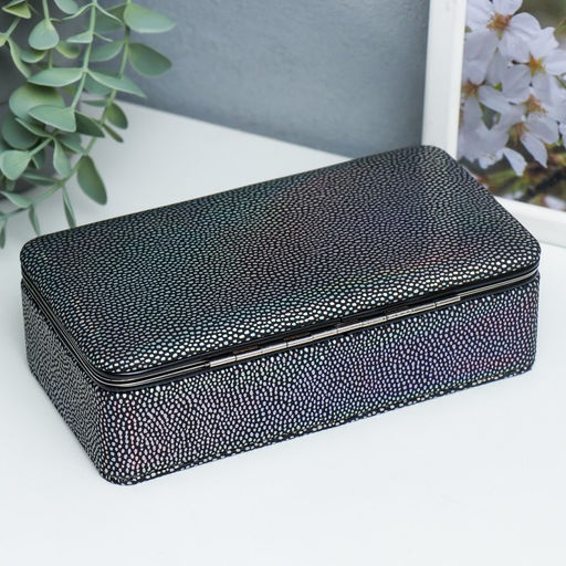 Шкатулка кожзам для украшений Маленькие пятнышки. Синяя голография 6х9,8х18,5 см - Simaland фото 4