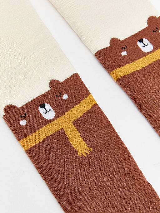 Bask?l? Erkek Bebek K?lotlu ?orap