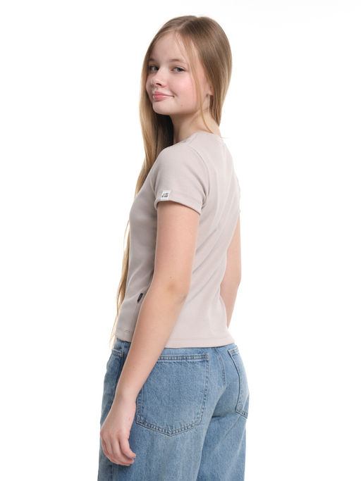Футболка в рубчик 22-0210 бежевый