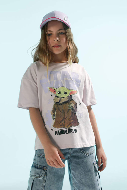 Футболка с круглым вырезом и короткими рукавами для девочек Звездные войны-Мандалорец