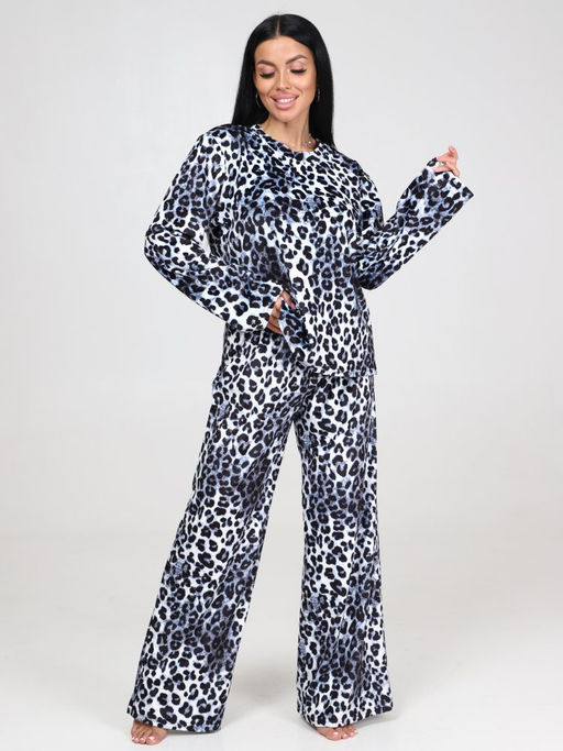 450 ЖЕНСКАЯ ПИЖАМА (брюки) (Голубой леопард) - А-дина фото 2