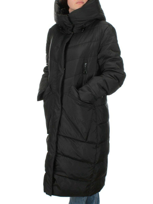 2077 BLACK Пальто зимнее женское (200 гр .холлофайбер) - Фабричный китай фото 3