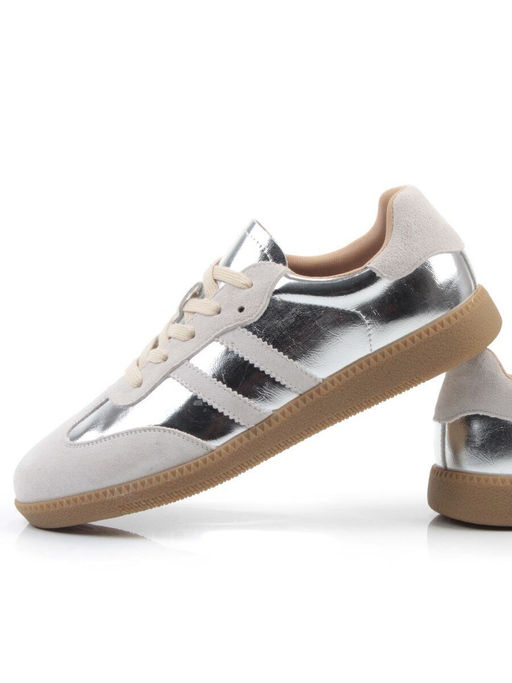 03-270-6C GREY/SILVER Кеды женские (натуральная кожа) - Фабричный китай фото 15