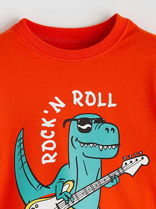 Bisiklet Yaka Bask?l? Erkek ?ocuk Ti??rt