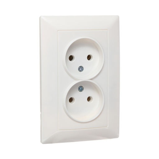 Розетка Luazon Lighting «Антей», 10 А, скрытая, IP20, двухместная, без заземления, белая