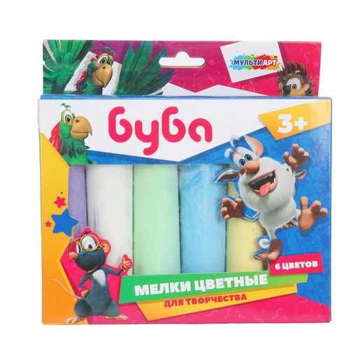Мульти Арт. Мелки цветные "Буба" 6 цв., в кор. арт.100MEL6-BUBA-WOT