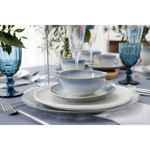 Блюдо для подачи Magistro Пэвэти, d=20.5 см, фарфор, белое, голубое  фото 4