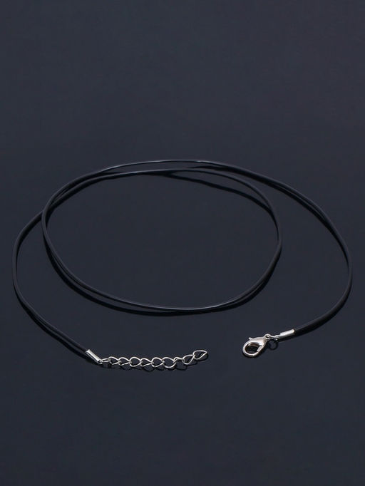 Цена за 10 шт. Шнурок каучуковый, неполый, 55 см, d=1.5 мм, чёрный в серебре