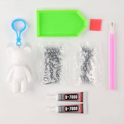 Брелок алмазный «Мишка», цвет белый, своими руками