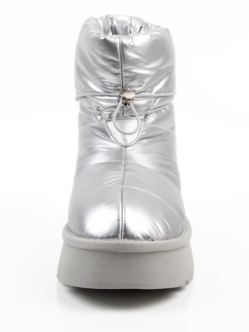 04-WA003-2M GREY/SILVER Ботинки зимние женские (натуральная кожа, курточная ткань, 100% шерсть)