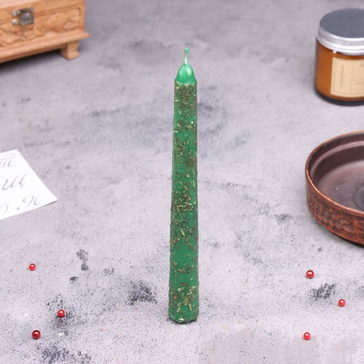 Свеча магическая «На здоровье» с травой, зелёная, 20 см