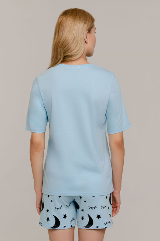 Арт. 9143 Пижама с шортами 42-50 (5 шт) Цвет:верх-небесный, низ-небесный - Калинка фото 8