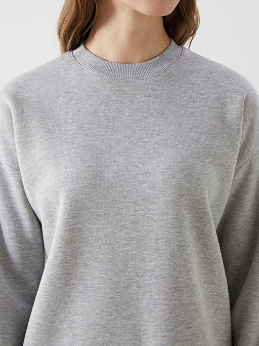 Parlak G?r?n?ml? Oversize Kad?n Kal?n Sweatshirt Tunik