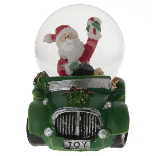 Фигурка декор в стекл шаре "Дед Мороз на машине", D 4.5 см, L7,5 W5 H7 см