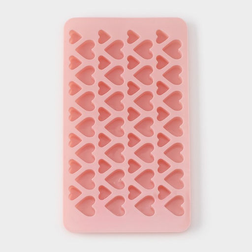 Форма для льда Доляна «Сердечки», силикон, 19.5×11.5 см, 56 ячеек (2×2/1.5×1.5 см), розовая