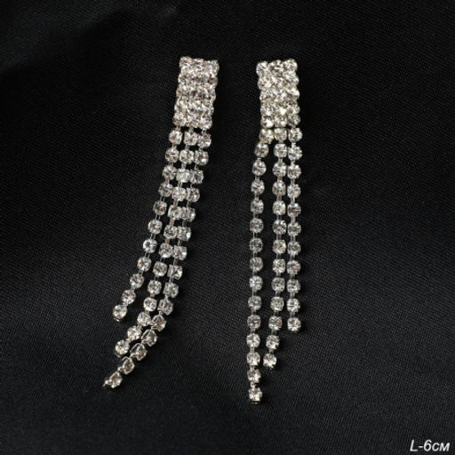 Серьги длинные со стразами / 131-6319 /уп 12/ - Галеонтрейд фото 2