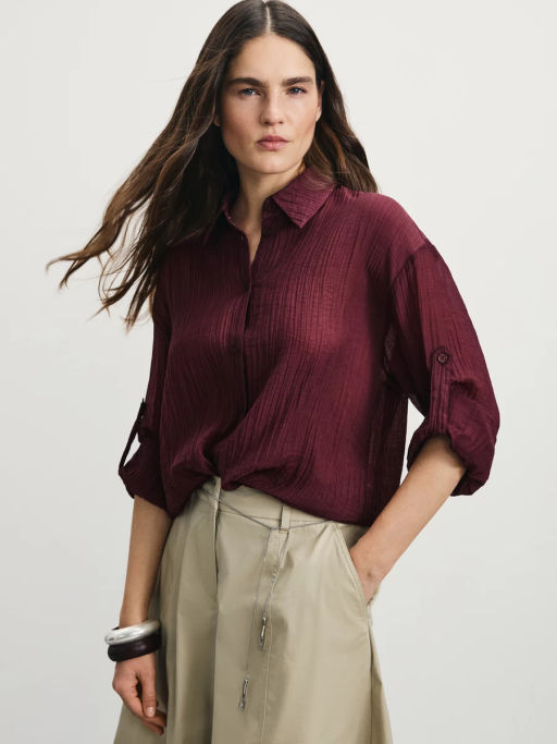 Рубашка из тенселя с патами на рукавах / Zarina  фото 8