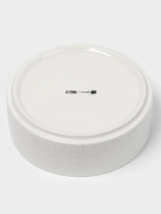 Банка для сыпучих BellaTenero «Листья», 500 мл, 13×9.5 см, с бамбуковой крышкой, фарфор, белая