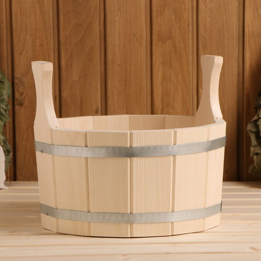 Шайка - таз для бани и сауны, 5 л, липа, нержавеющий обруч, «Добропаровъ»