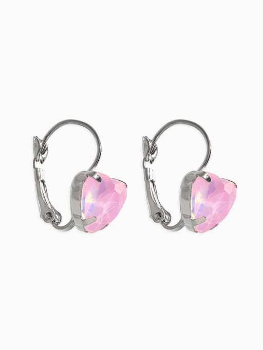 Серьги "Сердечки" лунные, цвет светло-розовый в серебре