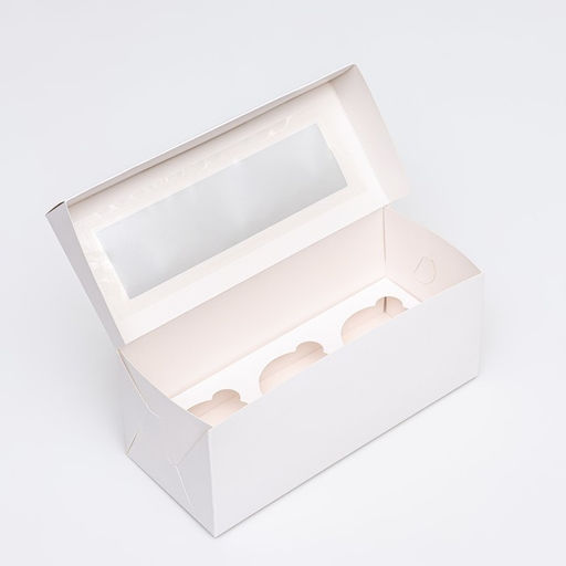 Цена за 2 шт. Коробка для 3 капкейка с окном, целлюлоза, 25×10×10 см