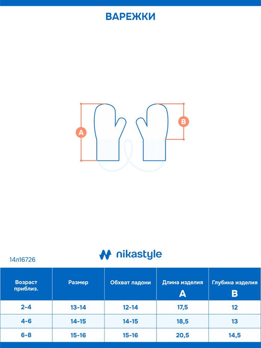 Варежки 14л16726 деним - Nikastyle фото 8