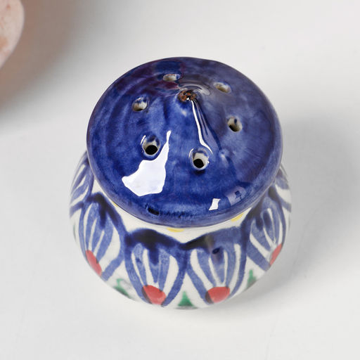 Солонка узбекская Риштанская керамика, 100 мл, 5×6.5 см, синяя роспись