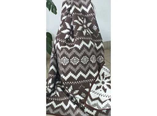 Одеяло байковое в канте 140*200 жаккард "Снежинка" цв. корич. (ВВТ)