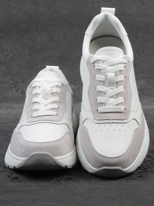 03-YC527-2 WHITE/GRAY Кроссовки женские (натуральная кожа)