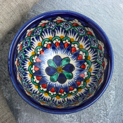 Пиала Риштанская Керамика Узоры, 11 см, большая, микс - Шафран фото 6