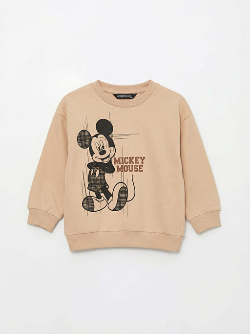Mickey Mouse Bask?l? Erkek Bebek Sweatshirt ve E?ofman Alt?