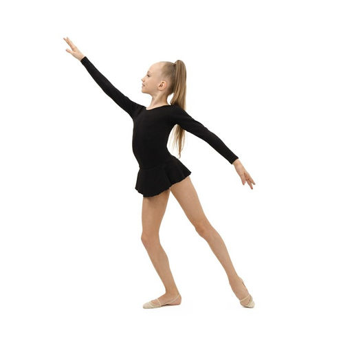 Купальник гимнастический Grace Dance, с юбкой, с длинным рукавом, р. 34, цвет чёрный  фото 6