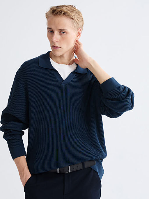 Polo Yaka Erkek Triko Kazak