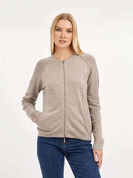 кардиган женский бежевый из шерсти на молнии - Glenfield фото 3