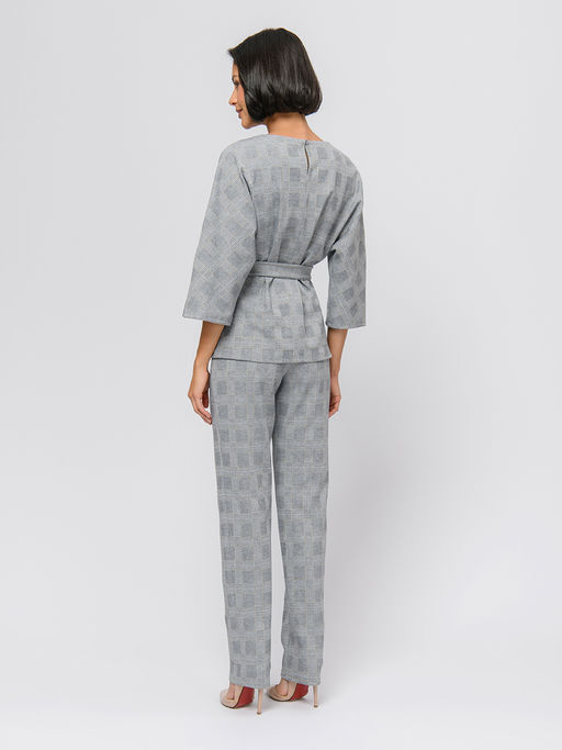 Брюки серого цвета в бежевую клетку - 1001dress фото 2