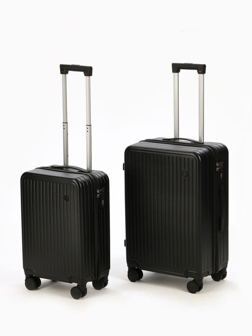 Чемодан на колёсах маленький 44 л (S), на молнии, кодовый замок, 4 колеса, чёрный