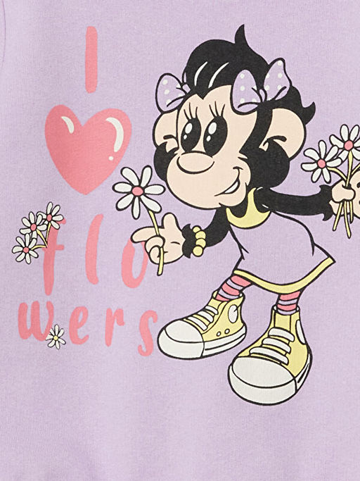 Bisiklet Yaka Bask?l? K?z Bebek Sweatshirt ve E?ofman Alt 2li Tak?m - Waikiki фото 3