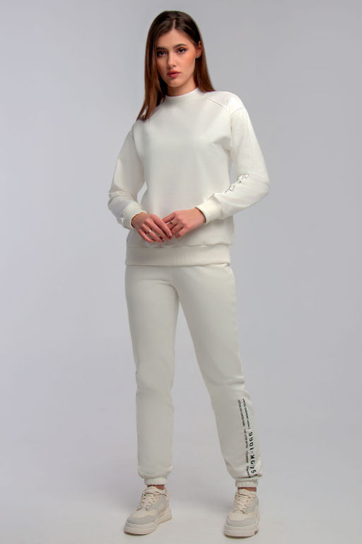 Арт. 2532 Костюм с брюками женский 44-50 (4 шт) Цвет:верх-молочный, низ-молочный - Калинка фото 3